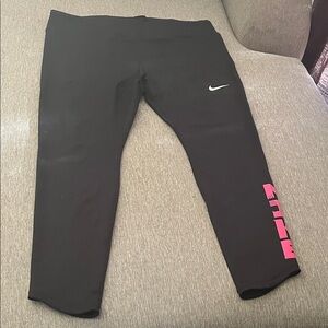 Nike Women Black Leggings with Pink Logo